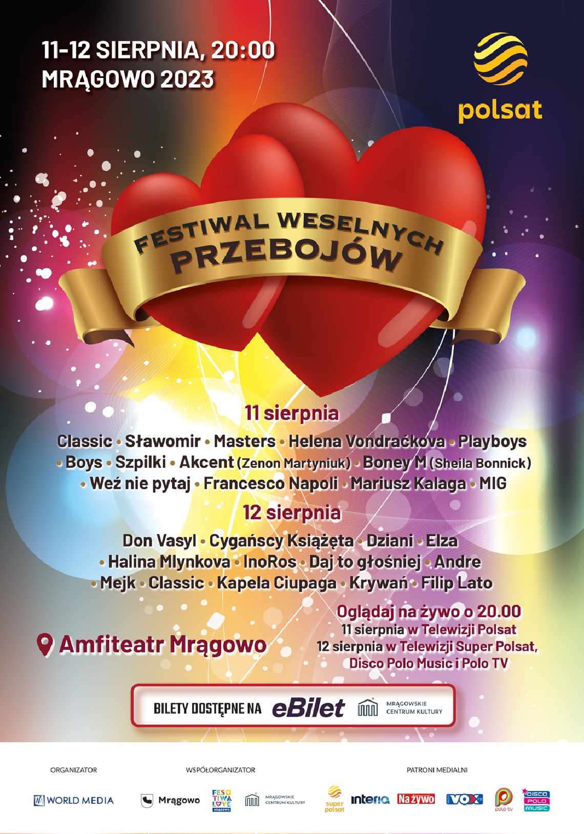 Festiwal Weselnych Przebojów - Kalendarz imprez - Mrągowo - Miasto