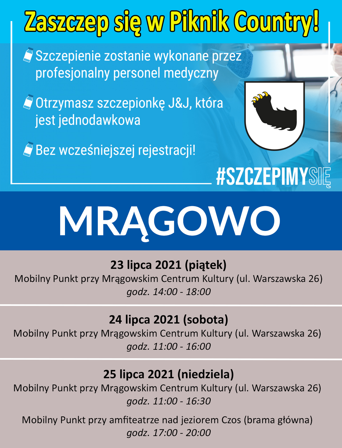 Plakat Szczepimy Mragowo