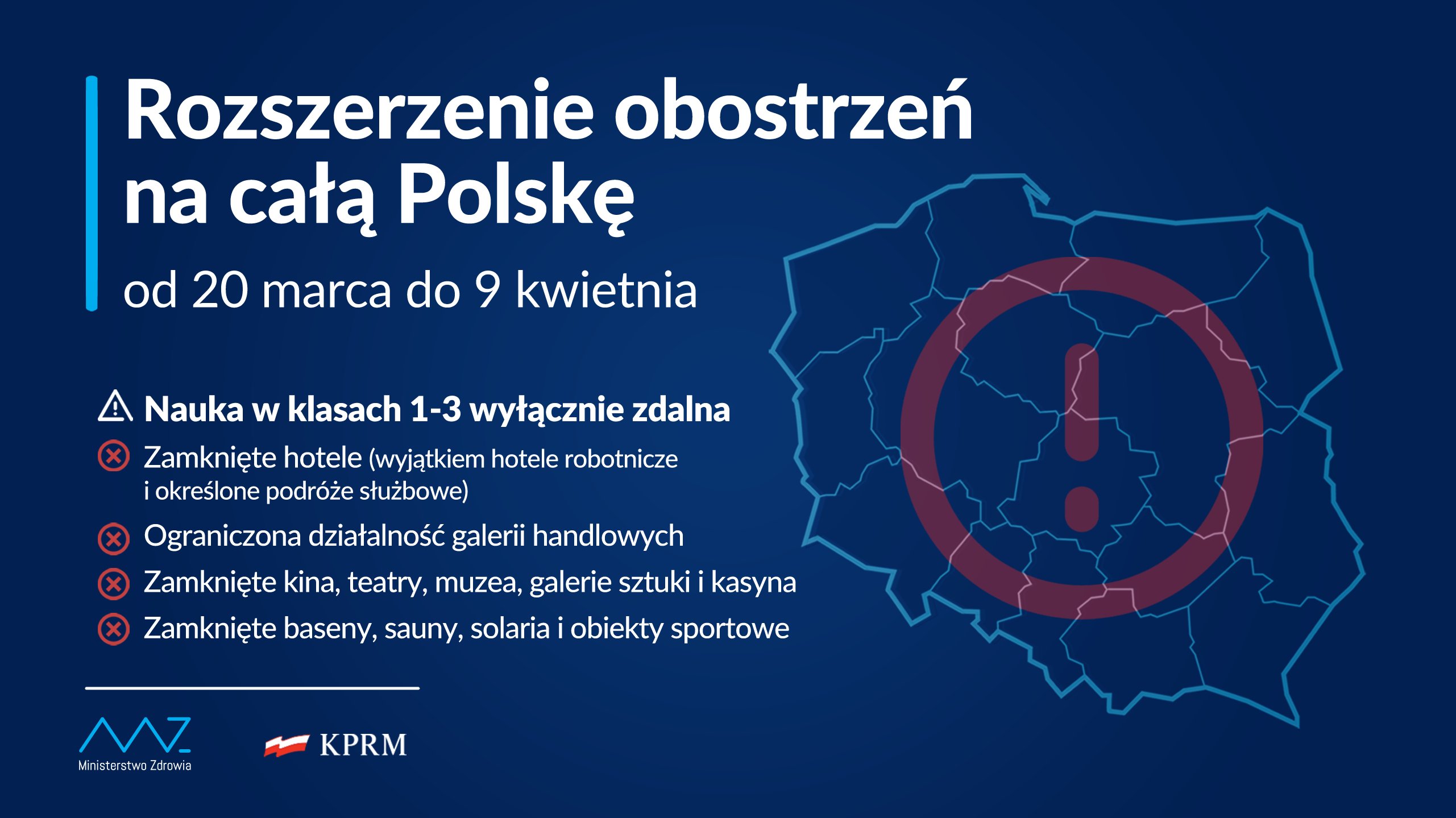 Obraz artykułu - Od 20 marca zasady bezpieczeństwa będą rozszerzone na całą Polskę