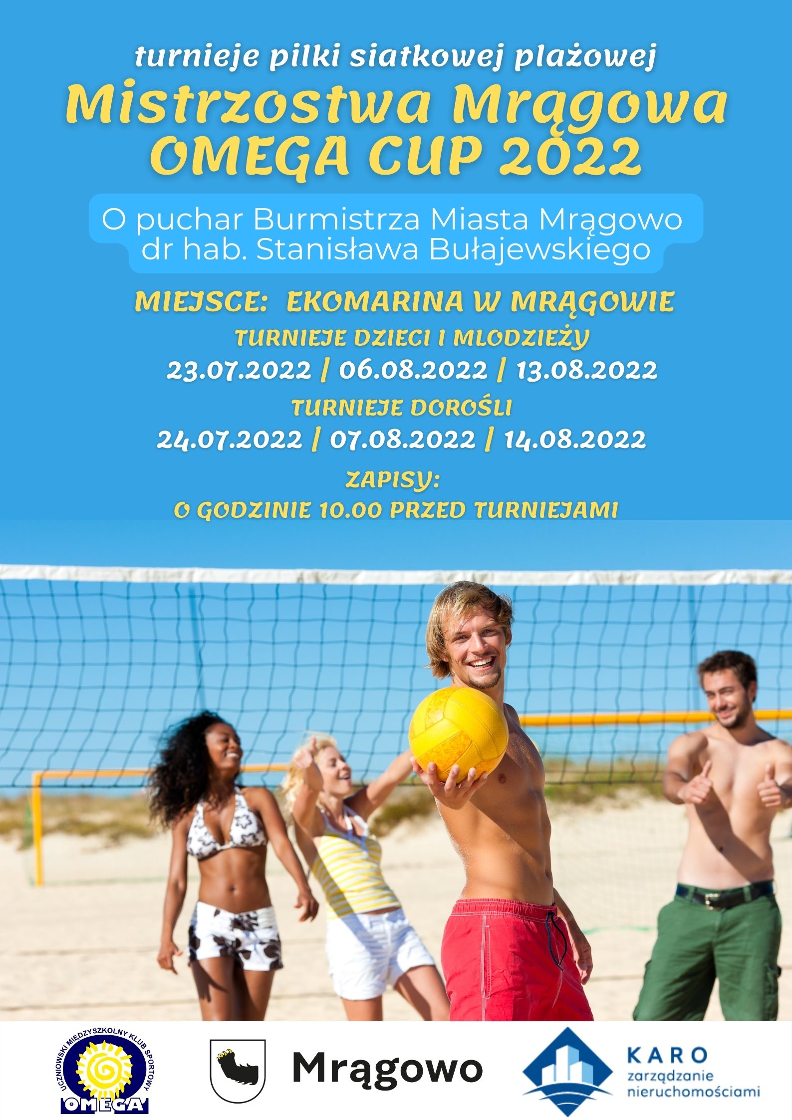 turnieje piłki siatkowej plażowej o Mistrzostwo Mrągowa OMEGA CUP 2022