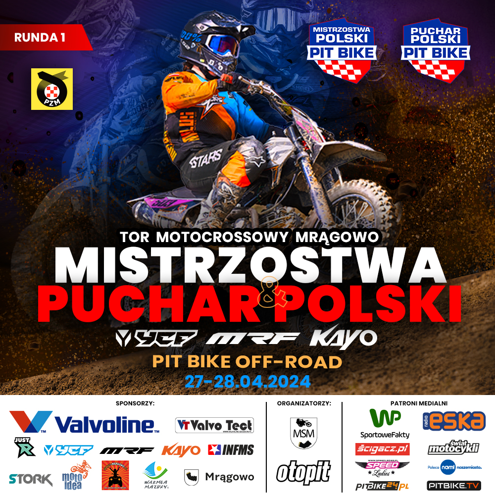 W Mrągowie wystartują Mistrzostwa i Puchar Polski Pit Bike YCF, MRF, Kayo!