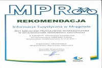 Obraz dla: Przedłużono Rekomendację Miejsca Przyjaznego Rowerzystom dla Informacji Turystycznej w Mrągowie