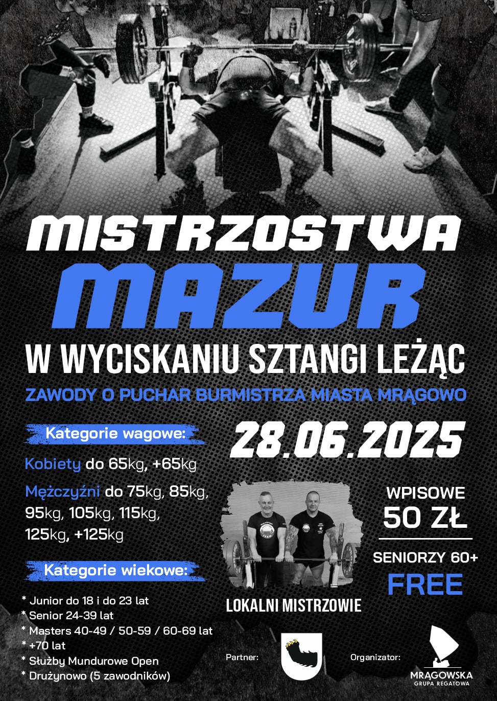 Obraz artykułu - Mistrzostwa Mazur w Wyciskaniu Sztangi Leżąc. Zaproszenie