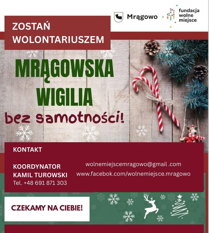 Obraz artykułu - Zostań wolontariuszem „Wigilii bez Samotności” w Mrągowie!