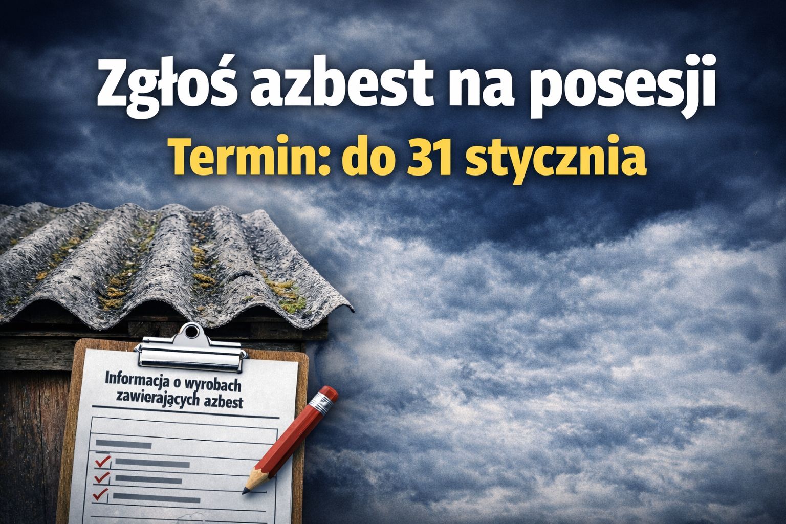 Obraz artykułu - Masz azbest na dachu lub posesji? Zgłoś to do 31 stycznia