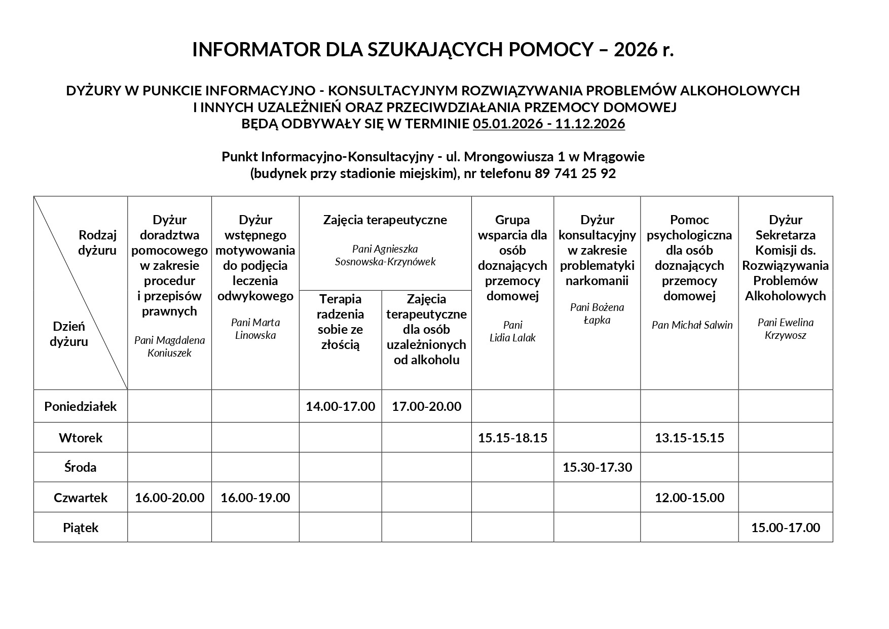 inform dyżury 2026 tabela page 0001