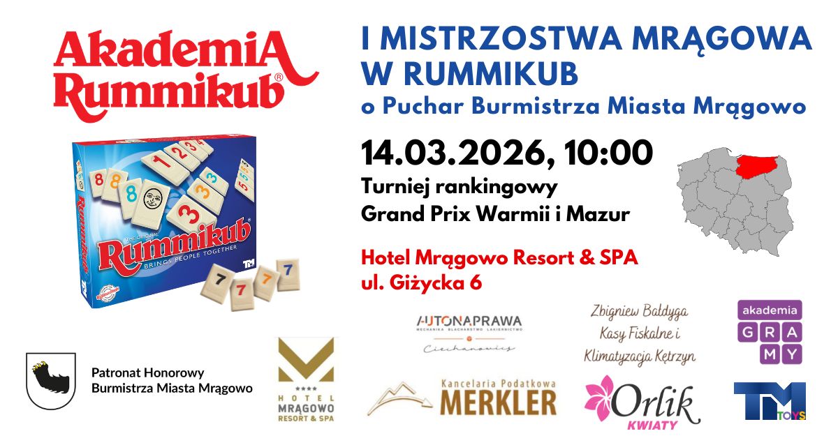 Obraz artykułu - I Mistrzostwa Mrągowa w Rummikub o Puchar Burmistrza Miasta Mrągowo