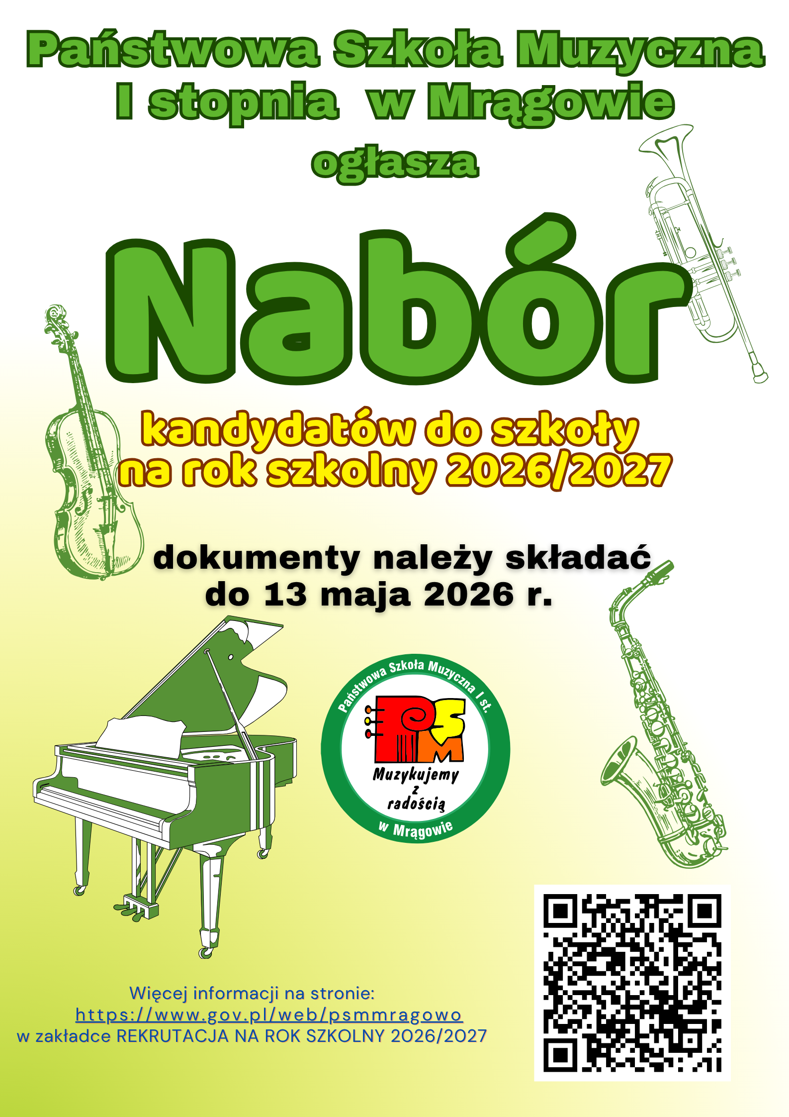 plakat nabór do szkoły muzycznej