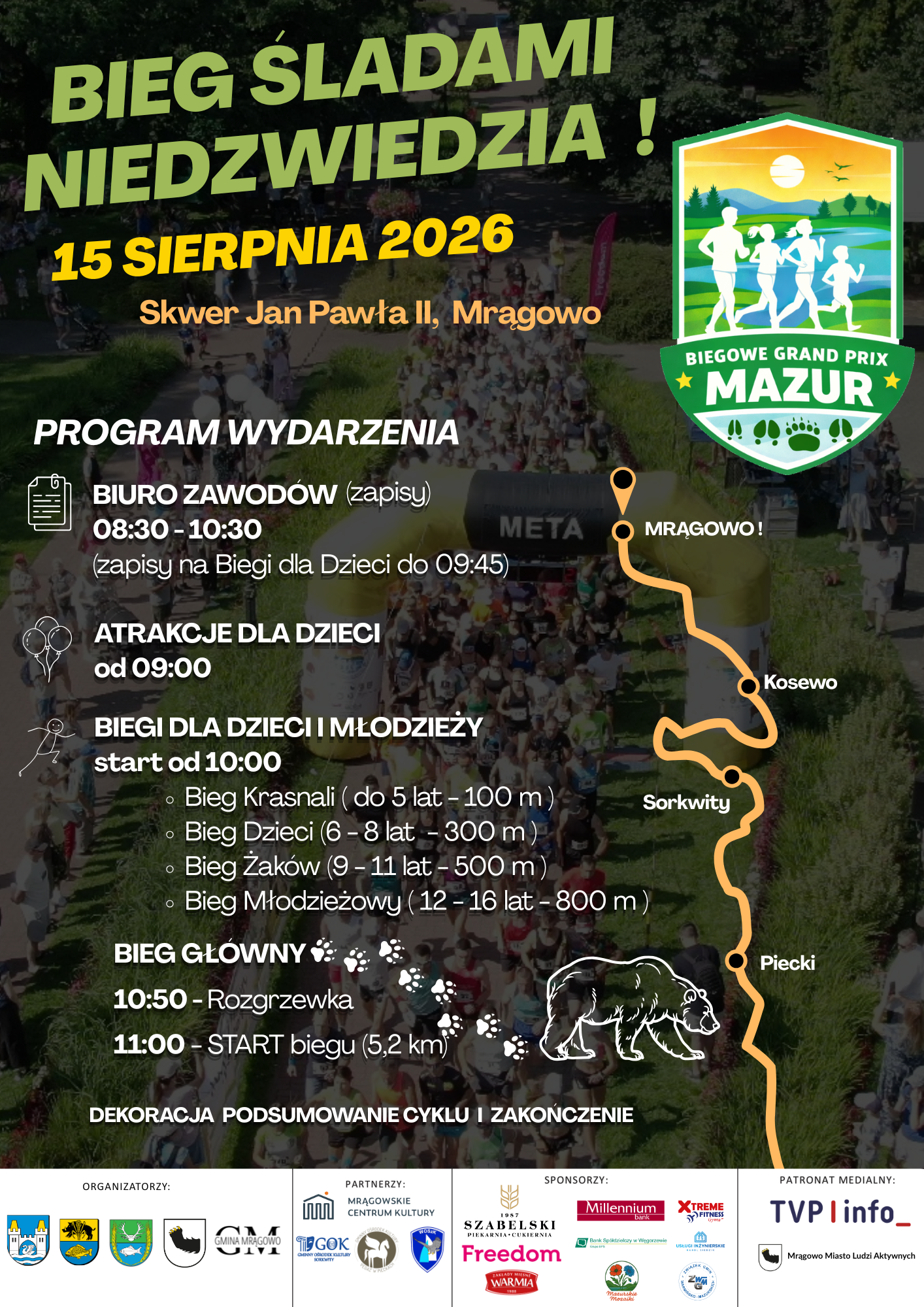 Obraz dla: Wielki finał Biegowego Grand Prix Mazur 2026: Mrągowo zaprasza na „Bieg Śladami Niedźwiedzia”!